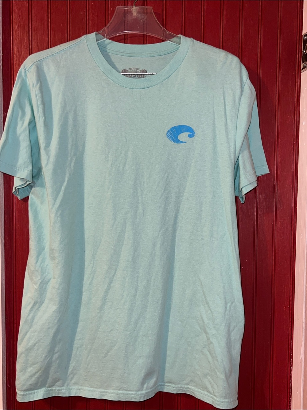 Costa Light Aqua Short Sleeve Crewneck Tee with Blue Logo